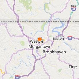 West Virginia University Hospital Departments of Rad Tech and Nutrition Location Map - City View